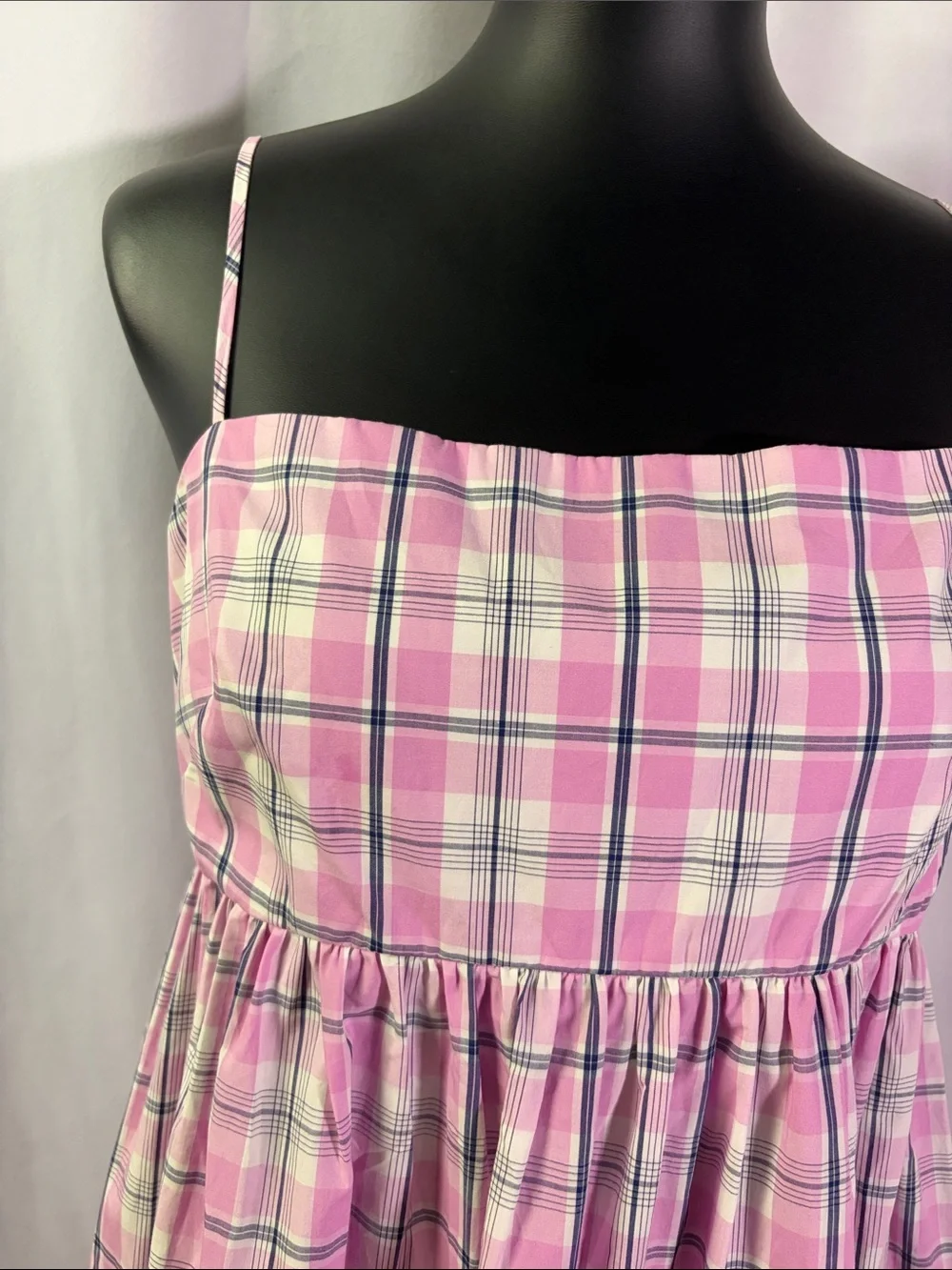 NWT J. Crew Pink Plaid Sleeveless Tie Back Tiered Hem Midi Dress